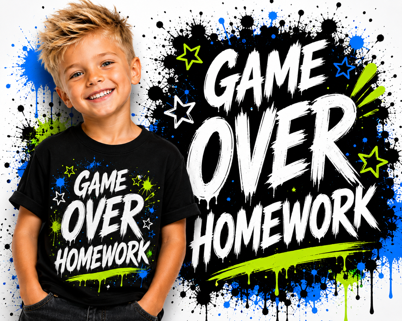 Boys Tee — Game Over Homework