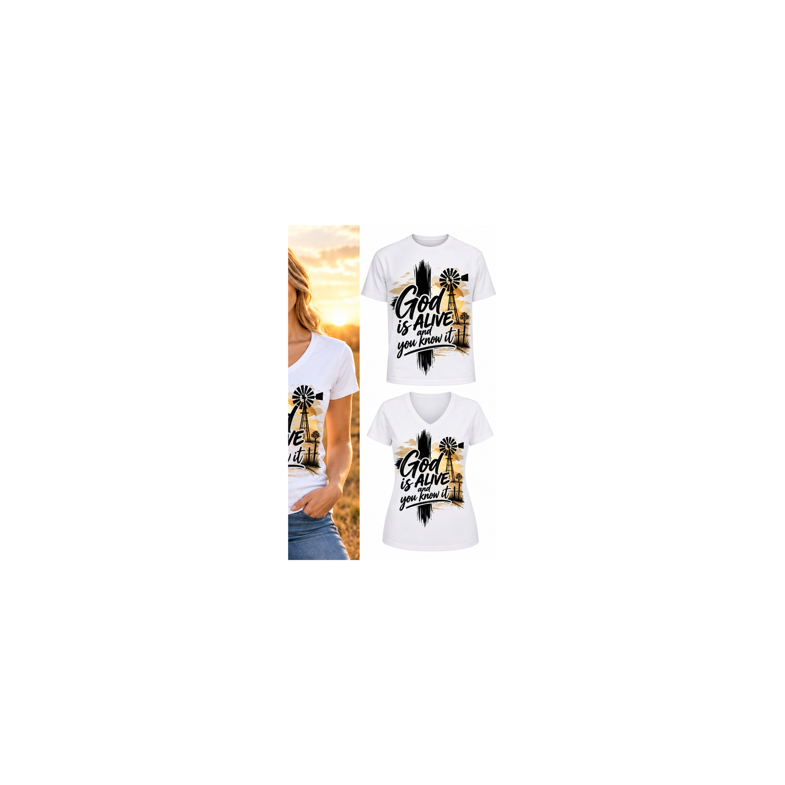 God Is Alive – Windmill – Men T-Shirt view 2